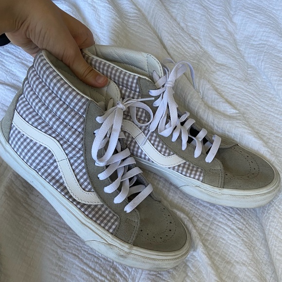 Gray Gingham Check ‘Sk8-Hi Reissue' Sneakers - Picture 2 of 5